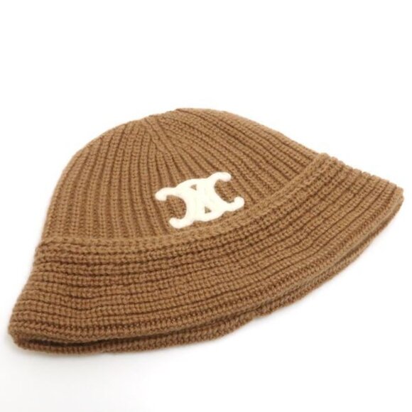 Celine Triomphe Crochet Bucket Hat 2 A80 T384 D Camel Beige Cashmere main image 4